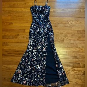 Beautiful sequin navy blue prom dress!